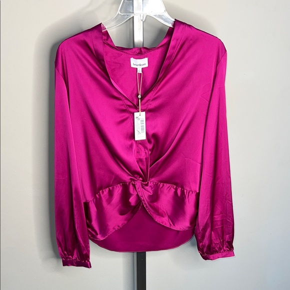 NWT NEW Heartloom Fuchsia Knot-Front Blouse Large